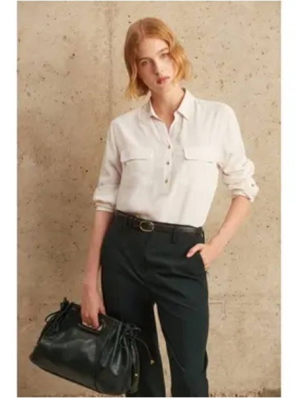 Gerard Darel 100% Silk Popover Blouse Size 38
